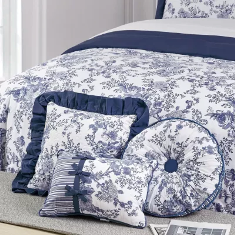 Laurel Manor Toile Garden Round Throw Pillow