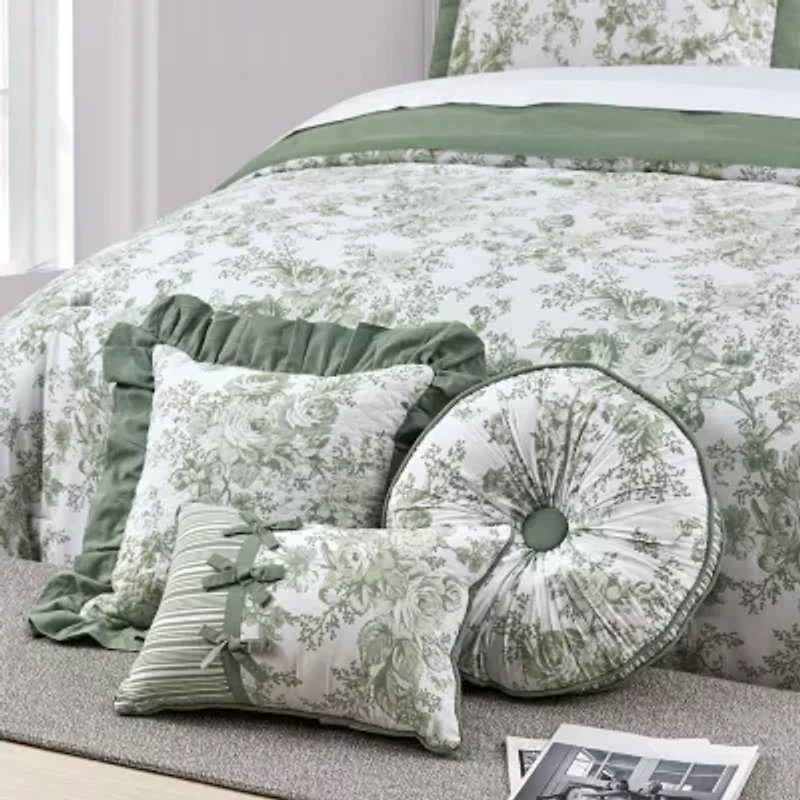 Laurel Manor Toile Garden Round Throw Pillow