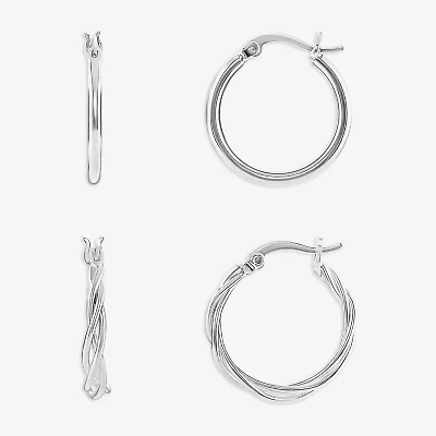 Silver Reflections Womens 2 Pair Earring Set