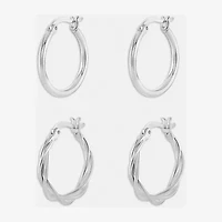 Silver Reflections Womens 2 Pair Earring Set