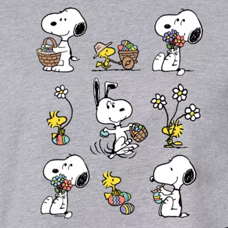 Womens Crew Neck Short Sleeve Boxy Fit Peanuts Snoopy Juniors Graphic T-Shirt