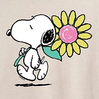 Womens Scoop Neck Short Sleeve Oversized Peanuts Snoopy Juniors Graphic T-Shirt
