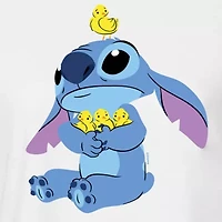 Cropped Womens Crew Neck Short Sleeve Boxy Fit Lilo & Stitch Juniors Graphic T-Shirt