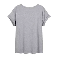 Womens Juniors Scoop Neck Short Sleeve Oversized Peanuts Snoopy Graphic T-Shirt