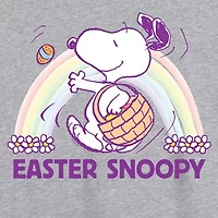 Womens Juniors Scoop Neck Short Sleeve Oversized Peanuts Snoopy Graphic T-Shirt