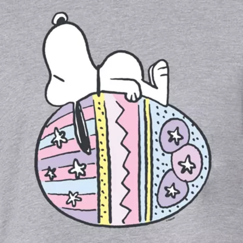 Easter Egg Cropped Womens Crew Neck Short Sleeve Boxy Fit Peanuts Snoopy Juniors Graphic T-Shirt