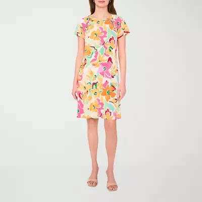 MSK Womens Short Sleeve Floral Shift Dress