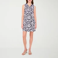 MSK Womens Sleeveless Floral Shift Dress