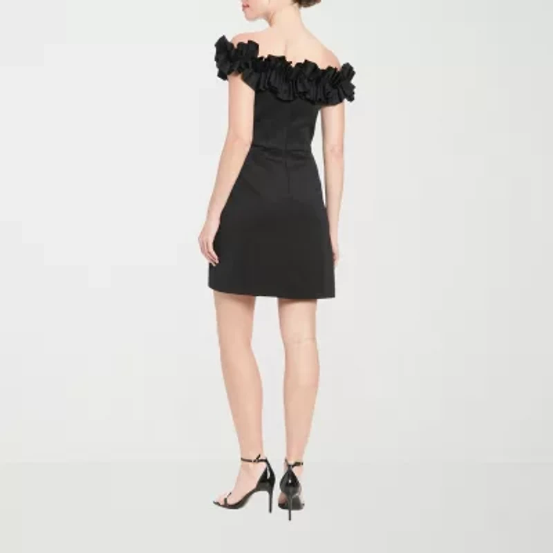 Clover And Sloane Off The Shoulder Womens Short Sleeve Sheath Dress