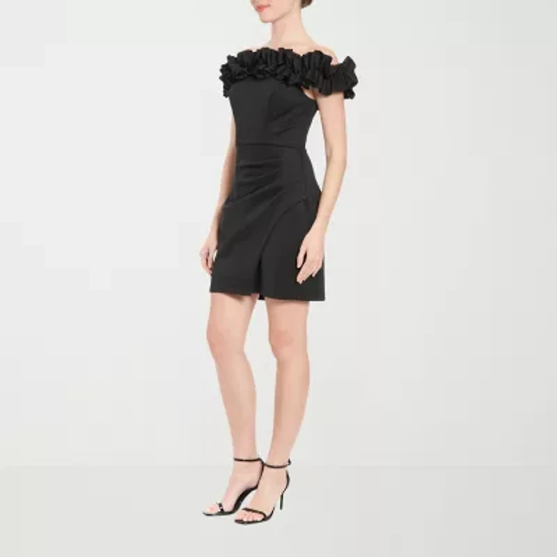 Clover And Sloane Off The Shoulder Womens Short Sleeve Sheath Dress