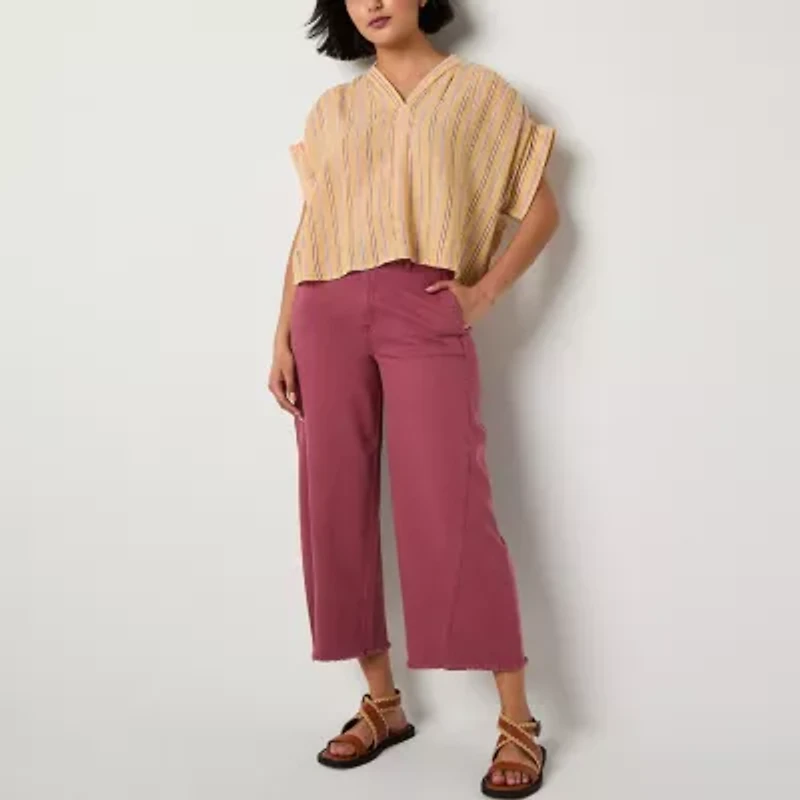 a.n.a Soft Drape Womens Tall Wide Leg High Rise Cropped Pant