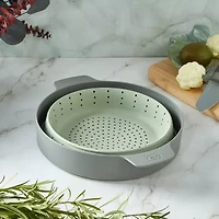 BergHOFF Balance Nonstick Silicone Collapsible Steamer Basket & Strainer 10", Recycled Material, Sage Silicone Non-Stick Steamer Inserts