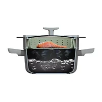 BergHOFF Balance Nonstick Silicone Collapsible Steamer Basket & Strainer 10", Recycled Material, Sage Silicone Non-Stick Steamer Inserts