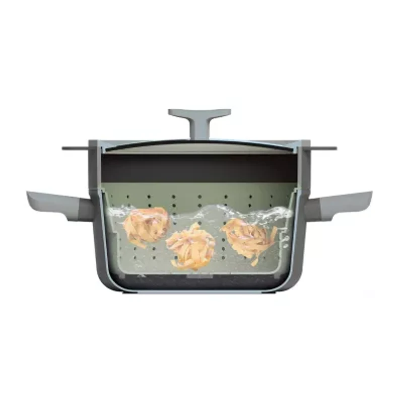 BergHOFF Balance Nonstick Silicone Collapsible Steamer Basket & Strainer 10", Recycled Material, Sage Silicone Non-Stick Steamer Inserts