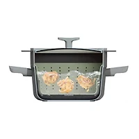 BergHOFF Balance Nonstick Silicone Collapsible Steamer Basket & Strainer 10", Recycled Material, Sage Silicone Non-Stick Steamer Inserts