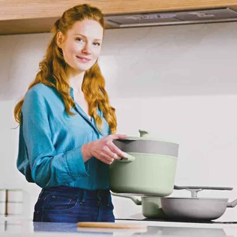 BergHOFF Balance Nonstick Silicone Collapsible Steamer Basket & Strainer 10", Recycled Material, Sage Silicone Non-Stick Steamer Inserts