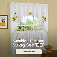 Sunshine 3-pc. Rod Pocket Kitchen Curtains & Drapes Window Set