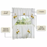 Sunshine 3-pc. Rod Pocket Kitchen Curtains & Drapes Window Set