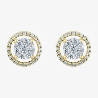 F / Vs2) 1/2 CT. T.W. Lab Grown White Diamond 14K Gold 9.2mm Round Stud Earrings