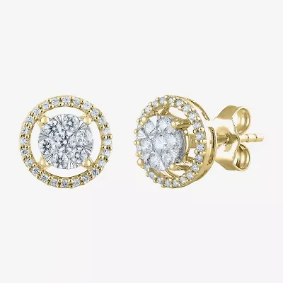 F / Vs2) 1/2 CT. T.W. Lab Grown White Diamond 14K Gold 9.2mm Round Stud Earrings