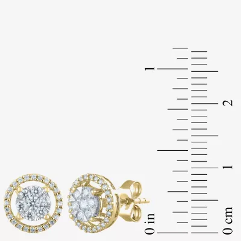 F / Vs2) 1/2 CT. T.W. Lab Grown White Diamond 14K Gold 9.2mm Round Stud Earrings