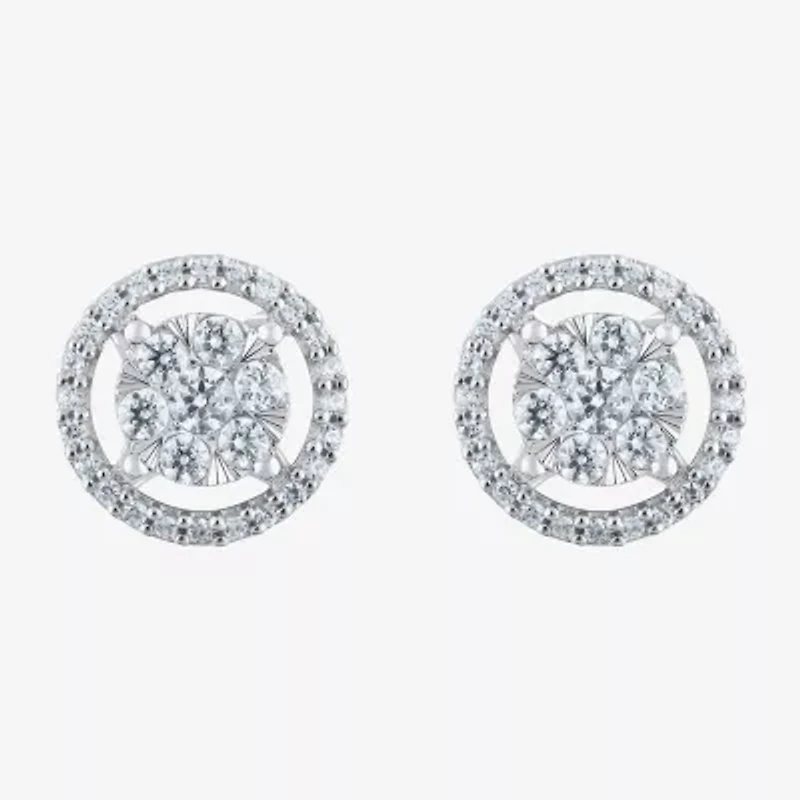 (F / Vs2) 1/2 CT. T.W. Lab Grown White Diamond 14K Gold 9.2mm Round Stud Earrings