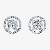 (F / Vs2) 1/2 CT. T.W. Lab Grown White Diamond 14K Gold 9.2mm Round Stud Earrings