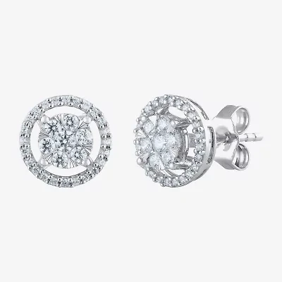 (F / Vs2) 1/2 CT. T.W. Lab Grown White Diamond 14K Gold 9.2mm Round Stud Earrings