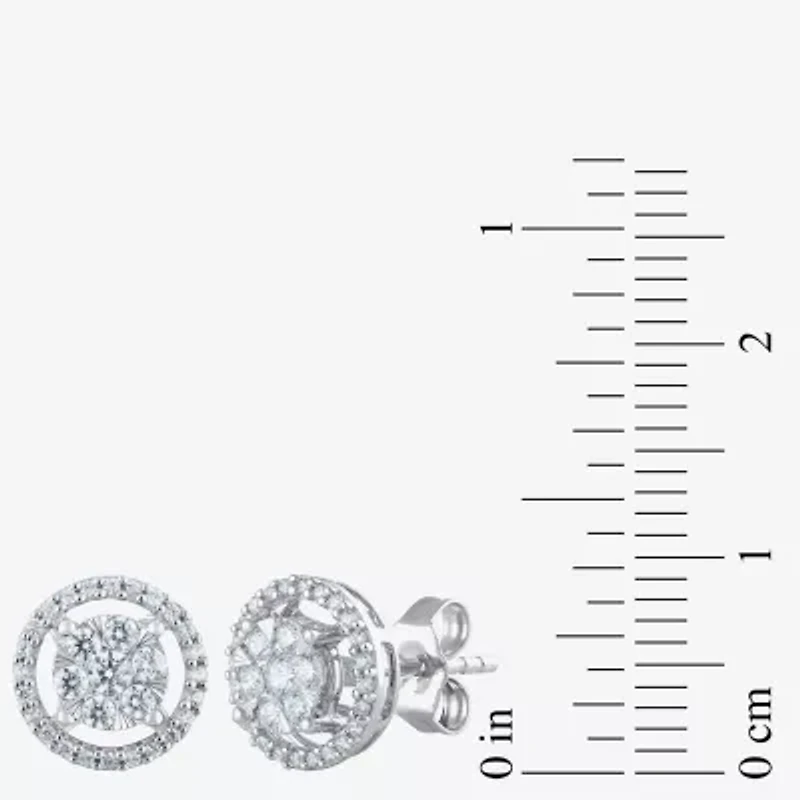(F / Vs2) 1/2 CT. T.W. Lab Grown White Diamond 14K Gold 9.2mm Round Stud Earrings