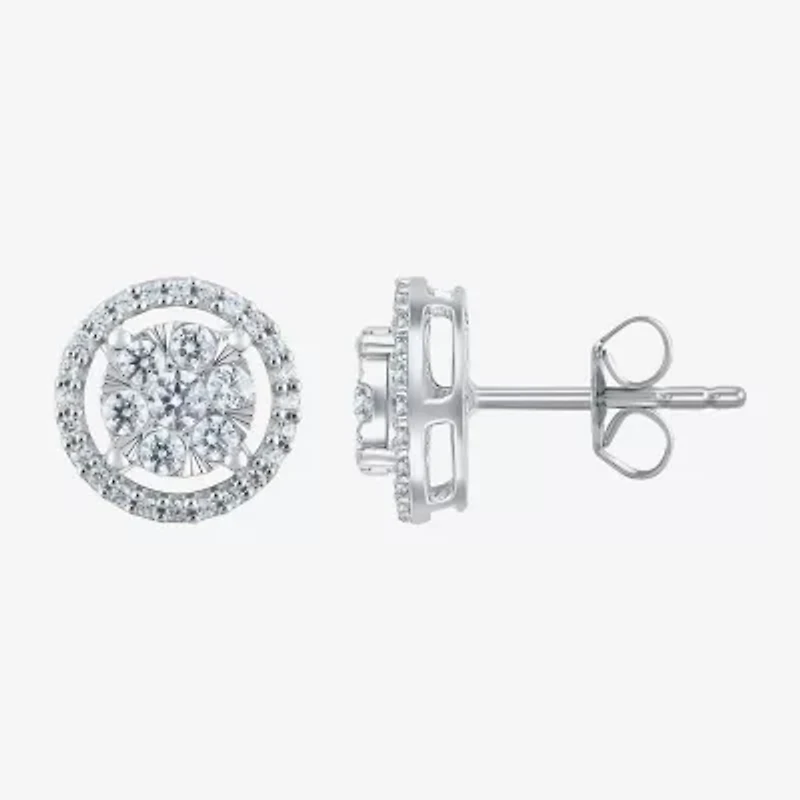 (F / Vs2) 1/2 CT. T.W. Lab Grown White Diamond 14K Gold 9.2mm Round Stud Earrings