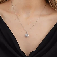 (F / Vs2) Womens 1/2 CT. T.W. Lab Grown White Diamond 14K Gold Round 18 Inch Pendant Necklace