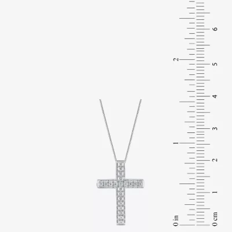 Womens 1/2 CT. T.W. Natural White Diamond 14K Gold Cross 18 Inch Pendant Necklace