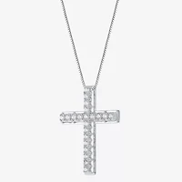 Womens 1/2 CT. T.W. Natural White Diamond 14K Gold Cross 18 Inch Pendant Necklace