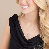 Womens 1/2 CT. T.W. Natural White Diamond 14K Gold Cross 18 Inch Pendant Necklace