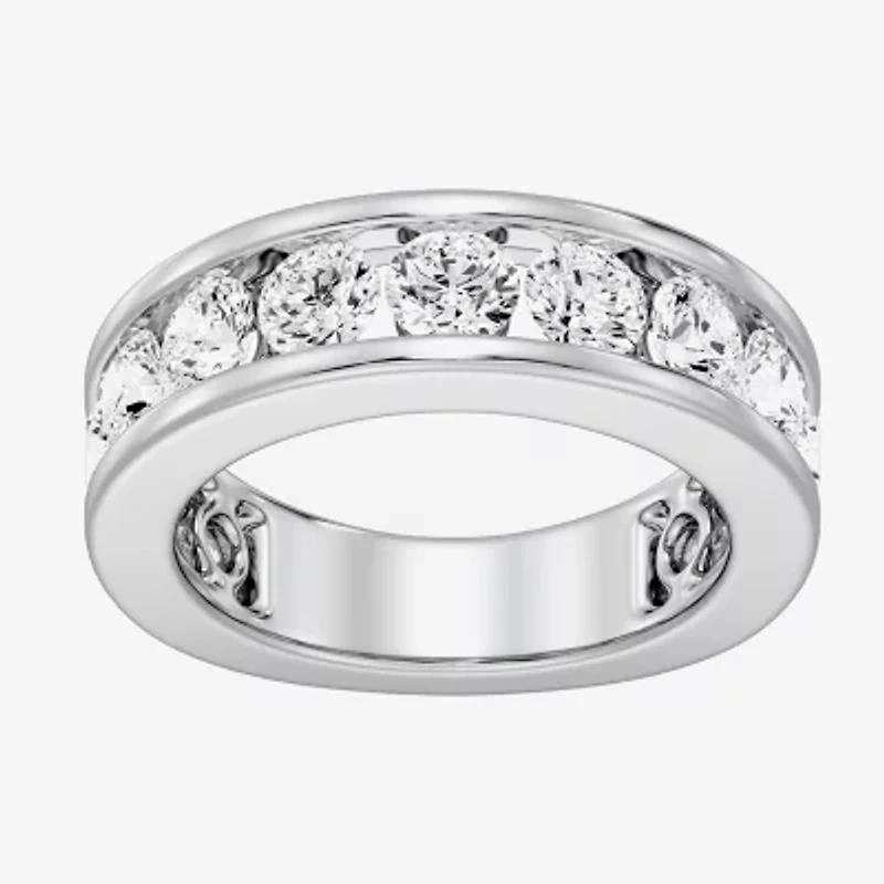 (F / Si1-Si2) Womens 4.5MM 3 CT. T.W. Lab Grown White Diamond Sterling Silver Wedding Band
