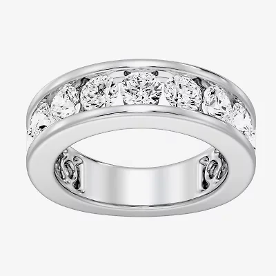 (F / Si1-Si2) Womens 4.5MM 3 CT. T.W. Lab Grown White Diamond Sterling Silver Wedding Band