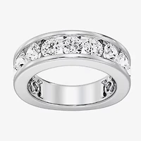 (F / Si1-Si2) Womens 4.5MM 3 CT. T.W. Lab Grown White Diamond Sterling Silver Wedding Band