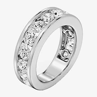 (F / Si1-Si2) Womens 4.5MM 3 CT. T.W. Lab Grown White Diamond Sterling Silver Wedding Band