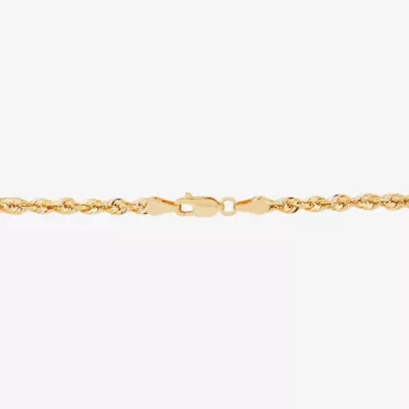 Womens 10K Gold 24 Inch Rope Chain Necklace