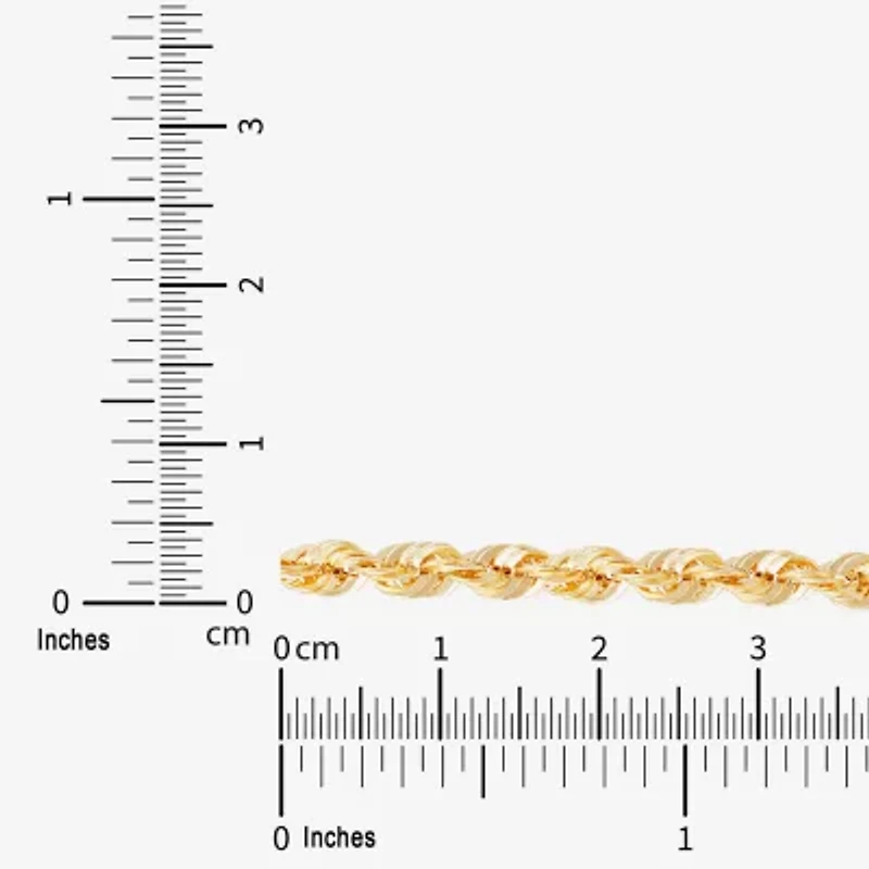Womens 10K Gold 24 Inch Rope Chain Necklace
