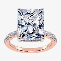 (G / Vs2-Si1) Womens 2 1/4 CT. T.W. Lab Grown White Diamond 10K Gold Rectangular Side Stone Engagement Ring