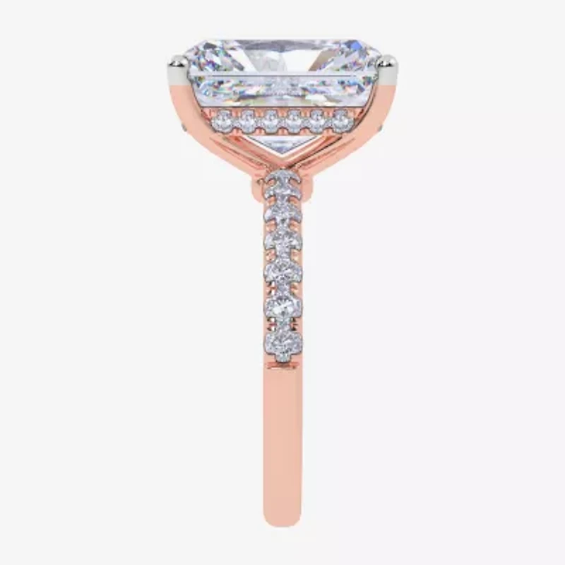 (G / Vs2-Si1) Womens 2 1/4 CT. T.W. Lab Grown White Diamond 10K Gold Rectangular Side Stone Engagement Ring