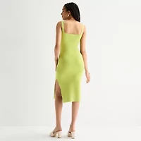 by&by Womens Juniors Sleeveless Leaf Midi Sweater Dress