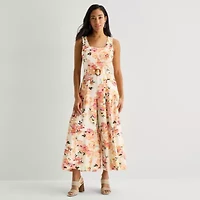 Melonie T Womens Square Neck Sleeveless Belted Jumpsuit