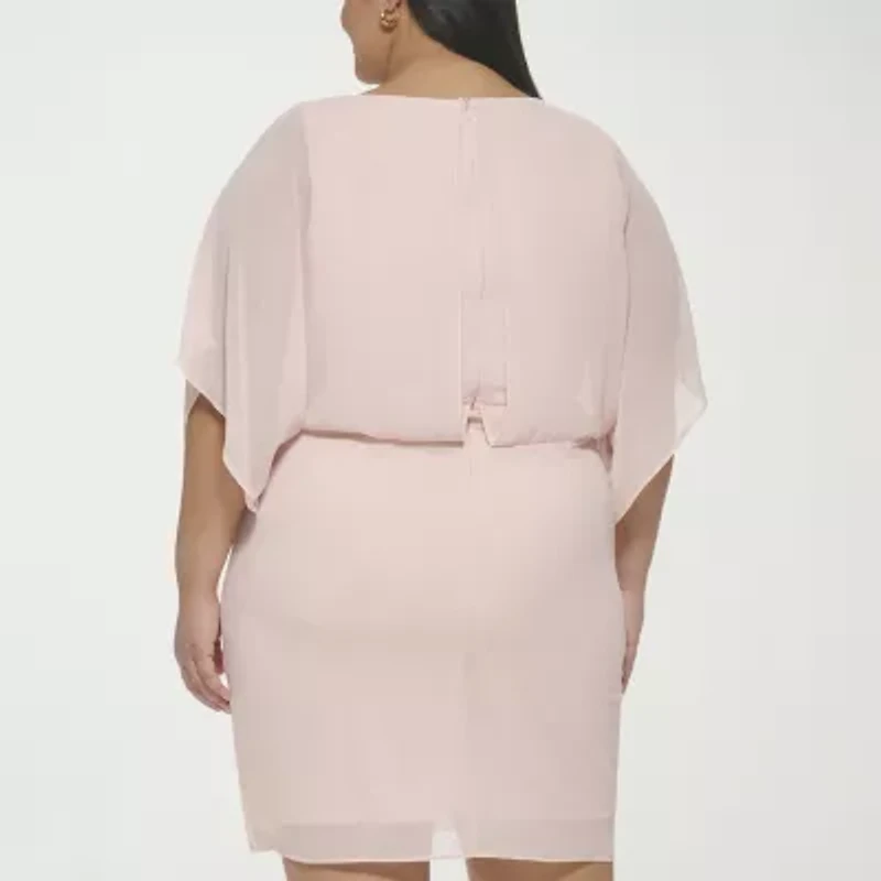 Jessica Howard Womens Plus 3/4 Sleeve Fit + Flare Dress
