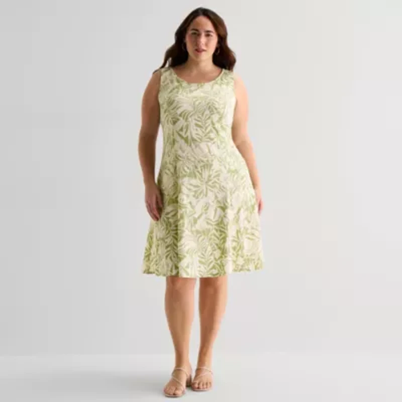 Perceptions Womens Plus Leaf Jacket Dress