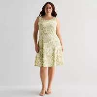 Perceptions Womens Plus Leaf Jacket Dress