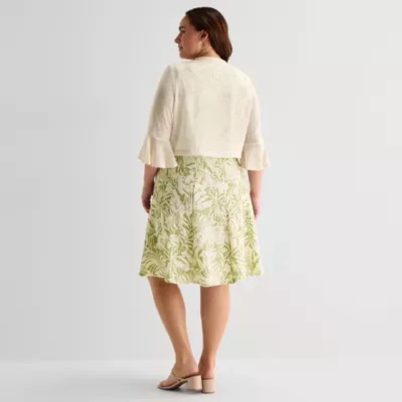 Perceptions Womens Plus Leaf Jacket Dress