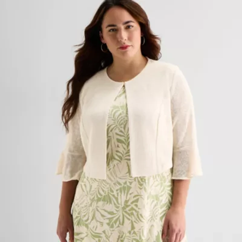 Perceptions Womens Plus Leaf Jacket Dress