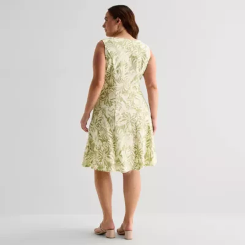 Perceptions Womens Plus Leaf Jacket Dress
